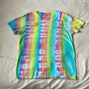 Smiley Rainbow Tye Dye T-Shirt Unisex L